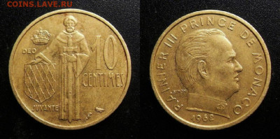 МОНЕТЫ МИРА 10-19 - Монако – 10 сантимов (1962) №5