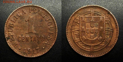 МОНЕТЫ МИРА 10-19 - Португалия – 1 сентаво (1917)