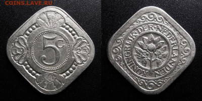 МОНЕТЫ МИРА 10-19 - Нидерланды – 5 центов (1923) «Апельсиновое дерево» №2