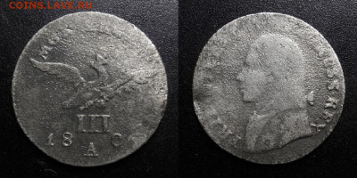 МОНЕТЫ МИРА 10-19 - Германия (Пруссия) – 3 гроша (1806) «Фридрих Вильгельм III» биллон