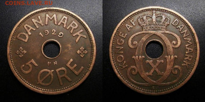 МОНЕТЫ МИРА 10-19 - Дания – 5 эре (1929) бронза Н1