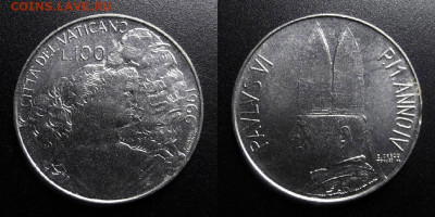 МОНЕТЫ МИРА 10-19 - Ватикан – 100 лир (1966) «Добрый пастырь» №1