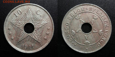 МОНЕТЫ МИРА 10-19 - Бельгийское Конго – 10 сантимов (1911) №8