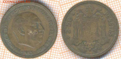 Испания 2,5 песеты 1953(54) г., до 22.10.2019 г. 22.00 по Мо - Испания 2 с пол песеты 1953  8028
