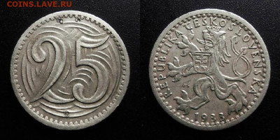 МОНЕТЫ МИРА 10-19 - Чехословакия – 25 геллеров (1933) №1