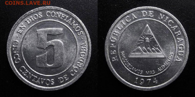 МОНЕТЫ МИРА 10-19 - Никарагуа – 5 сентаво (1974)