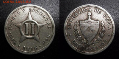 МОНЕТЫ МИРА 10-19 - Куба – 2 сентаво (1915) медь-ник. №1