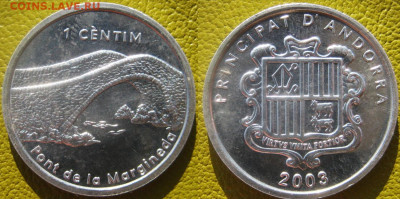 АНДОРА 1 сантим 2003 г До 19-10 в 22-00 мск - Андора 1 сан