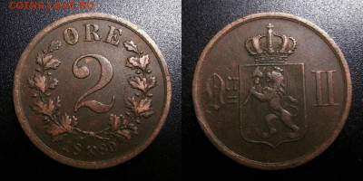 МОНЕТЫ МИРА 10-19 - Норвегия – 2 эре (1889)