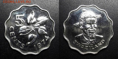 МОНЕТЫ МИРА 10-19 - Свазиленд – 5 центов (1974) «Драконовая лилия» №1