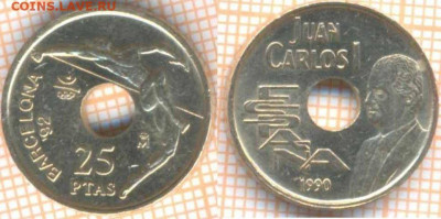Испания 25 песет 1990 г., до 23.10.2019 г. 22.00 по Москве - Испания 25 песет 1990  8050
