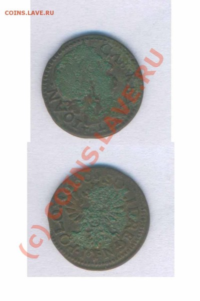 Польша солид боратинка, 1660г. состояние, штемпель, красивая красная патина. имеется зелёнка, нечищен. - 36