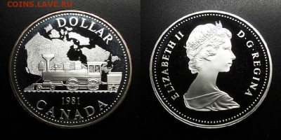 МОНЕТЫ МИРА 10-19 - Канада – 1 доллар (1981) «Паровоз, ж-д» (Ag) proof