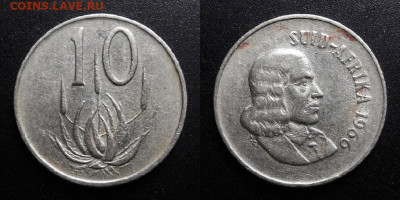 МОНЕТЫ МИРА 10-19 - ЮАР – 10 центов (1966) «Алоэ; исследователь Ян ван Рибек»