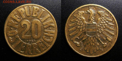 МОНЕТЫ МИРА 10-19 - Австрия – 20 грошей (1951)