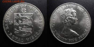 МОНЕТЫ МИРА 10-19 - Гернси – 25 пенсов (1978) «Королевский визит»