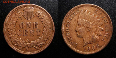 МОНЕТЫ МИРА 10-19 - США – 1 цент (1906) «Индеец»