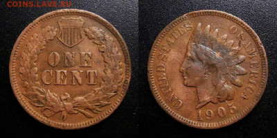 МОНЕТЫ МИРА 10-19 - США – 1 цент (1905) «Индеец»