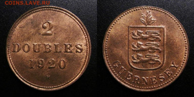 МОНЕТЫ МИРА 10-19 - Гернси – 2 дубля (1920 Н)