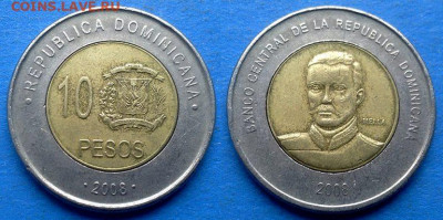 Доминикана - 10 песо 2008 года (БИМ) до 25.10 - Доминикана 10 песо, 2008