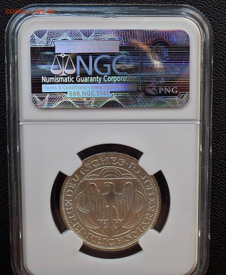 3 рейхсмарки (reichsmark) 1927 года Бремерхафен MS65 - 3М 1927 (1).JPG