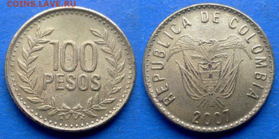 Колумбия - 100 песо 2007 года до 26.10 - Колумбия 100 песо, 2007