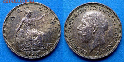 Великобритания - 1 фартинг 1933 года до 26.10 - Великобритания 1 фартинг, 1933