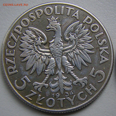 Польша довоенная 5 злот 1933+1934 г. - 26.10.2019-22.00 - 1934a