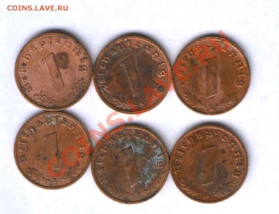Германия 1 рейхпфенинг  6 шт. 1937-39г. до 26.07. 21.00 - 401