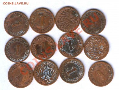 Германия 1 пфенинг  12 шт. 1888-1913г. до 26.07. 21.00 - 404