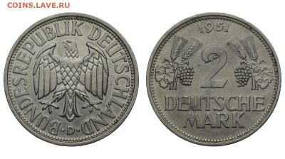 Германия. 2 марки 1951 г. D. До 23.10.19. - DSH_4724.JPG