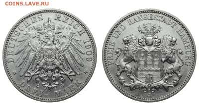 Гамбург. 3 марки 1909 г. До 23.10.19. - DSH_4692.JPG