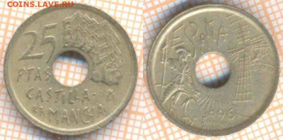 Испания 25 песет 1996 г., до 28.10.2019 г. 22.00 по Москве - Испания 25 песет 1996  8131