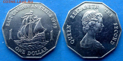 Восточные Карибы - 1 доллар 1995 года (Парусник) до 28.10 - Восточные Карибы 1 доллар, 1995