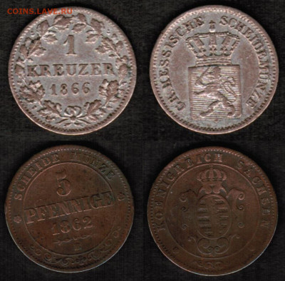 Монеты различных земель Германии (1848-1866) - 4 штуки - До 1871 года