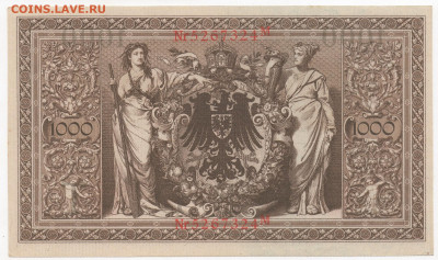 1000 рейхсмарок 1910 UNC красная печать. до 27.10.19 22-00 - в2