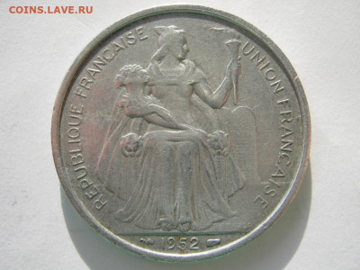 Новая Каледония 5 франков 1952 птица кагу до 28.10. 22:00 - IMG_5704_1.JPG