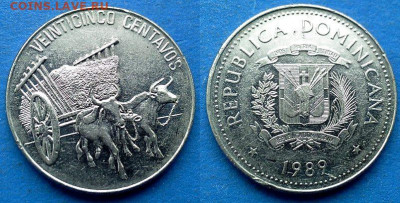 Доминикана - 25 сентаво 1989 года (Фауна) до 28.10 - Доминикана 25 сентаво, 1989