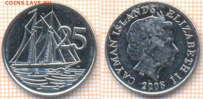 Каймановы острова 25 центов 2008 г., до 29.10.2019 г. 22.00 - Каймановы острова 25 центов 2008  8019