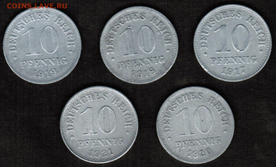 10 пфеннигов Германской империи - 5 штук (1917-1921 год) - CCI24102019_00001