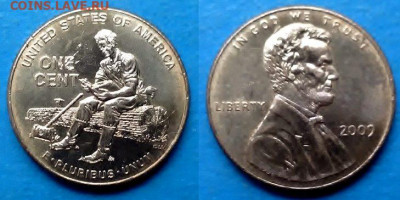 США - 1 цент 2009 года (Юность Линкольна) до 31.10 - США 1 цент, 2009