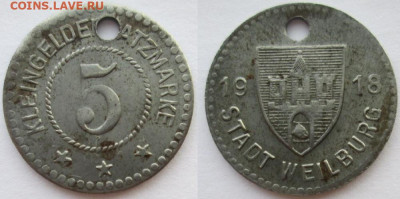 Нотгельды Германии. Обзорная тема. - 5 пф. 1918г. Вейльбург.JPG