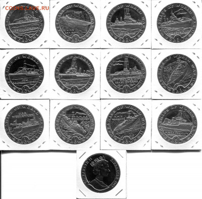 Гибралтар набор 1Кр 12шт. 1993 Корабли WWII до 30.10.19 - Gibraltar-1Cr-1993-warships