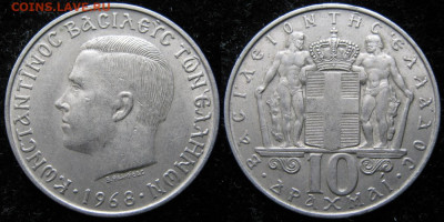 Греция 10 драхм 1968 до 01-11-19 в 22:00 - Греция 10 драхм 1968    162-6-2134
