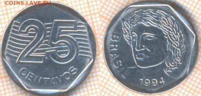 Бразилия 25 сентаво 1994 г. , до 3.11.2019 г. 22.00 по Моск - Бразилия 25 сентаво 1994  8238