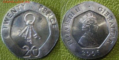 ГИБРАЛТАР 20 пенсов 2006г  До  30-10 в 22-00 мск - Гибралтар