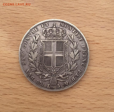 Сардиния 5 лир 1840 VF Серебро Крона Шайба - IMG_8757.JPG