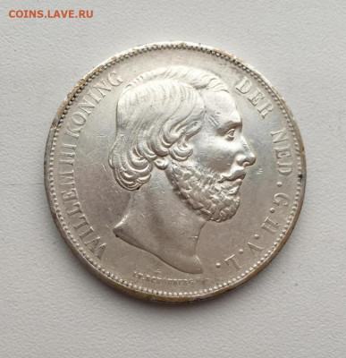 2 1873 Виллем III XF Серебро - niderladny_2_5_guldena_2_1_2_1873_villem_iii_xf_serebro_krona_shajba