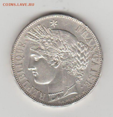 Франция 5 франков 1851 Серебро XF AUNC Крона Шайба богиня - francija_5_frankov_1851_serebro_xf_aunc_krona_shajba_boginja_cerera