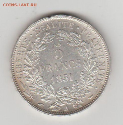 Франция 5 франков 1851 Серебро XF AUNC Крона Шайба богиня - francija_5_frankov_1851_serebro_xf_aunc_krona_shajba_boginja_cerera1